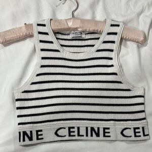 Celine Black and White Striped Tank